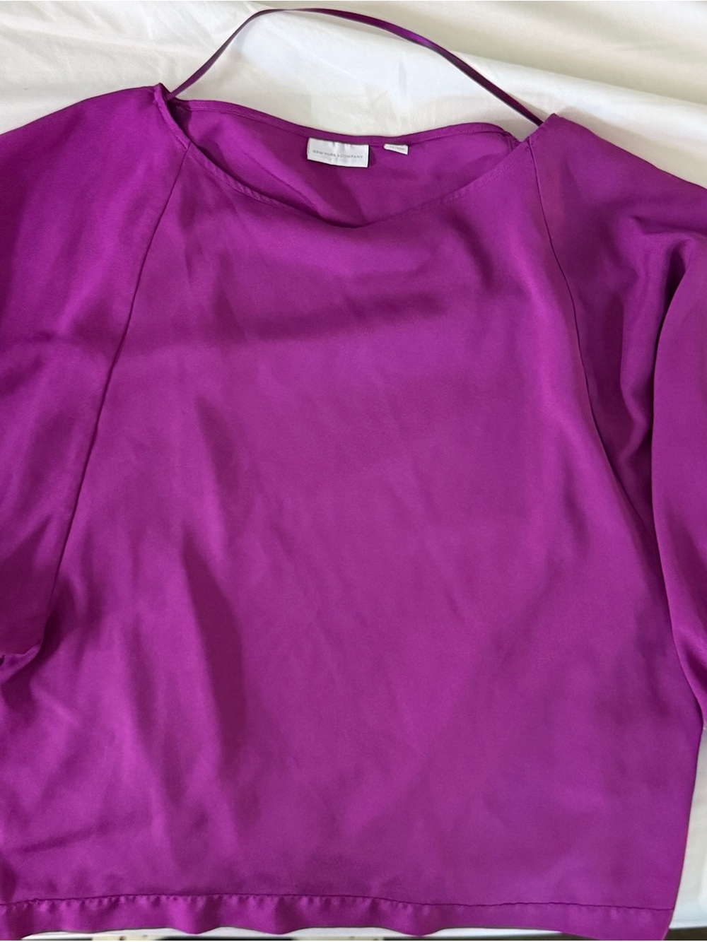New York & Company Magenta Boatneck Blouse - Picture 4 of 8